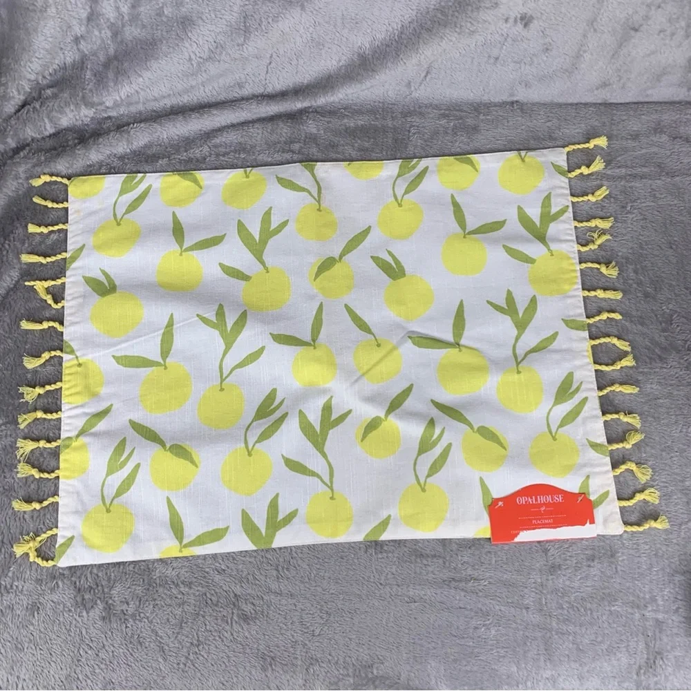 NWT Opal House 6 Placemats & Table Runner Set Of 7 Lemons Cottage Core Retro